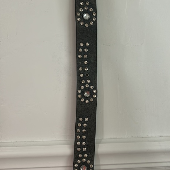 Vintage Western Leather Diamond Studded Embellished Belt - Picture 7 of 8